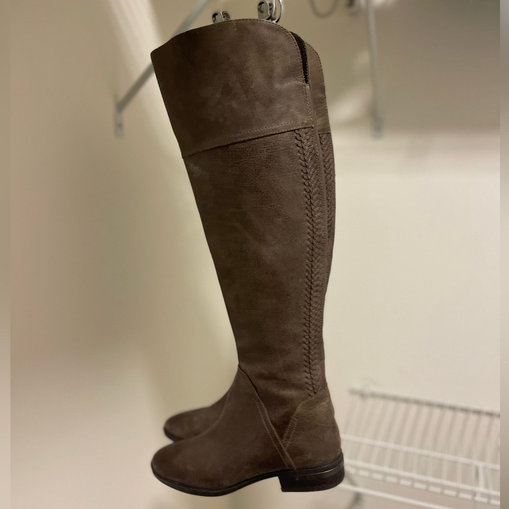 VINCE CAMUTO - Over the knee, distressed leather boots.  LIKE NEW
